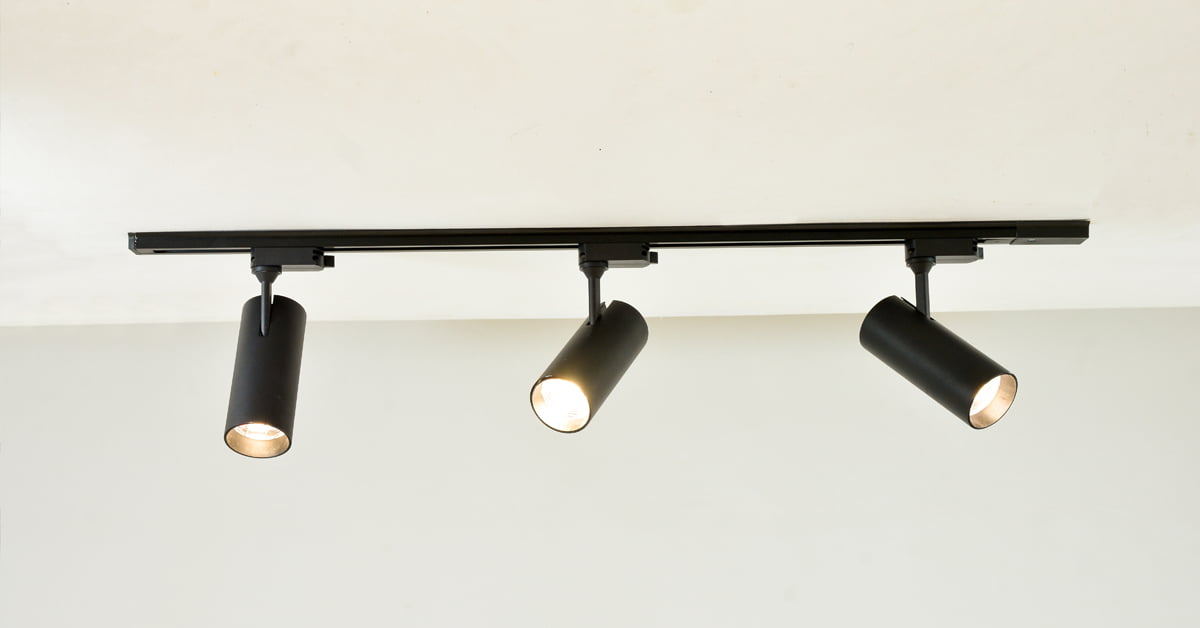 industrial style track lighting in kitchen
